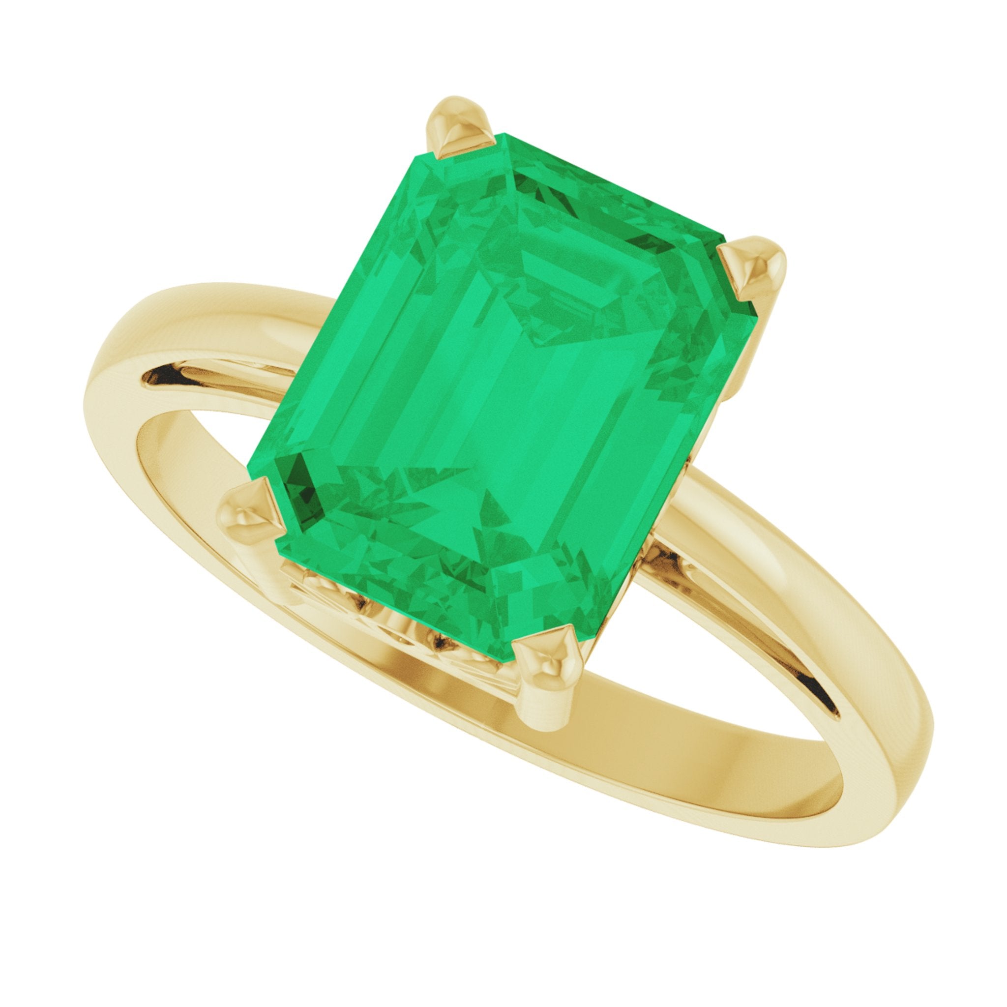14K Yellow Gold Lab-Grown Emerald Scroll SettingÂ® Ring