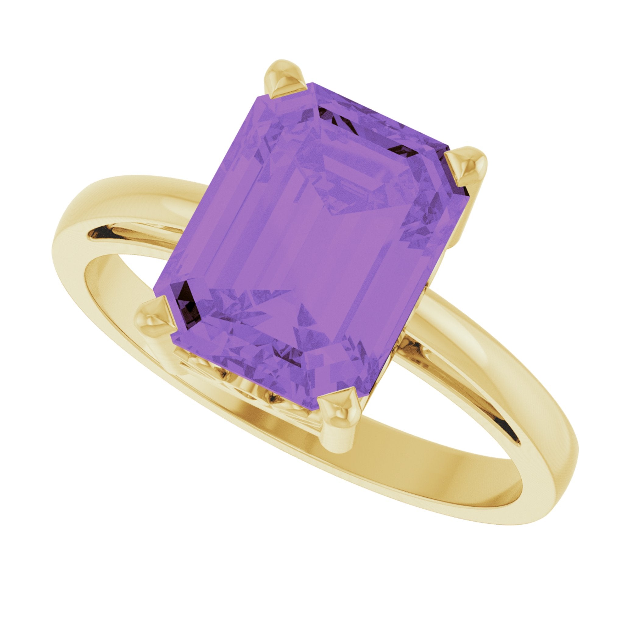 14K Yellow Gold Natural Amethyst Scroll SettingÂ® Ring