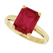 14K Yellow Gold Lab-Grown Ruby Scroll SettingÂ® Ring