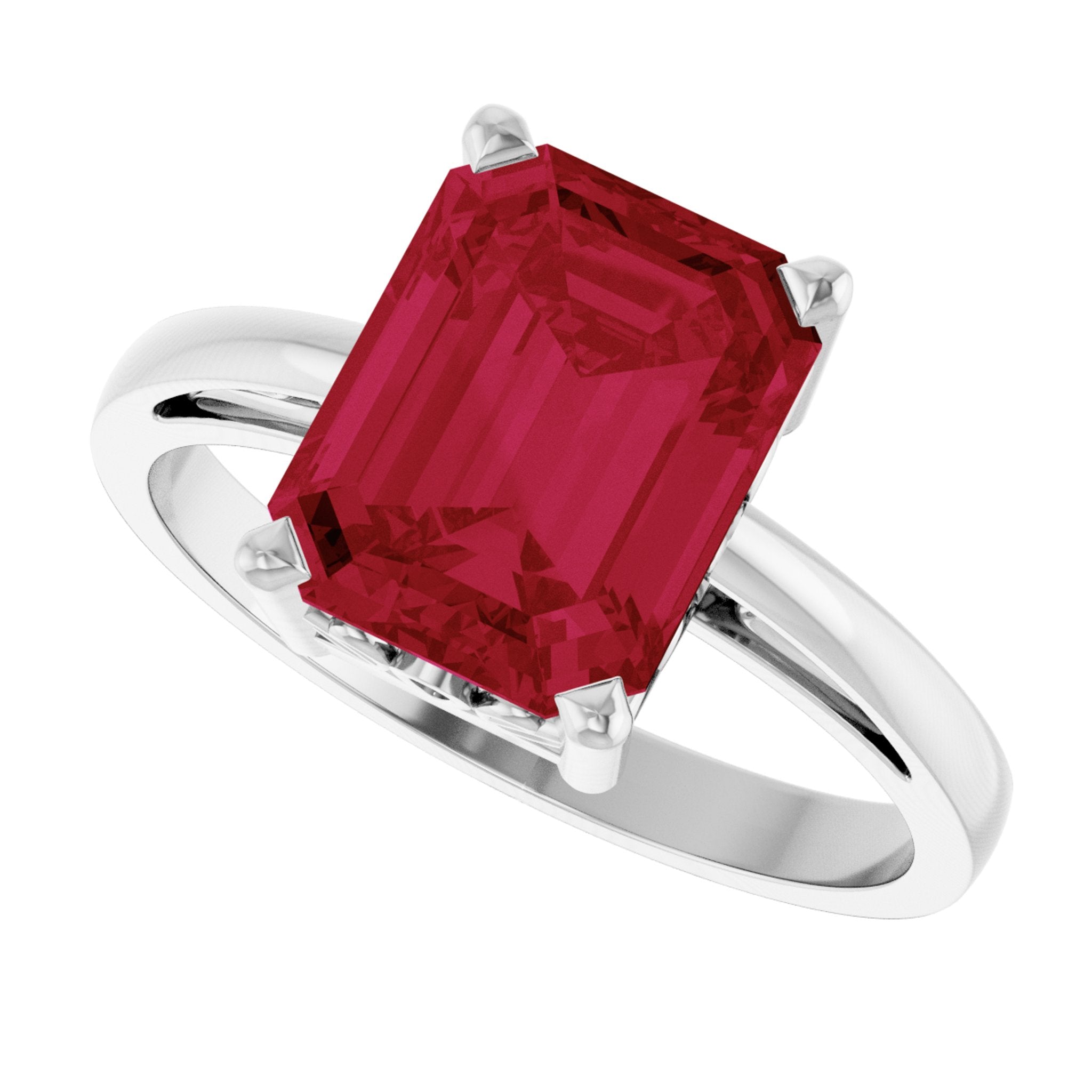 14K White Gold Lab-Grown Ruby Scroll SettingÂ® Ring
