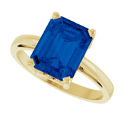 14K Yellow Gold Lab-Grown Blue Sapphire Scroll SettingÂ® Ring