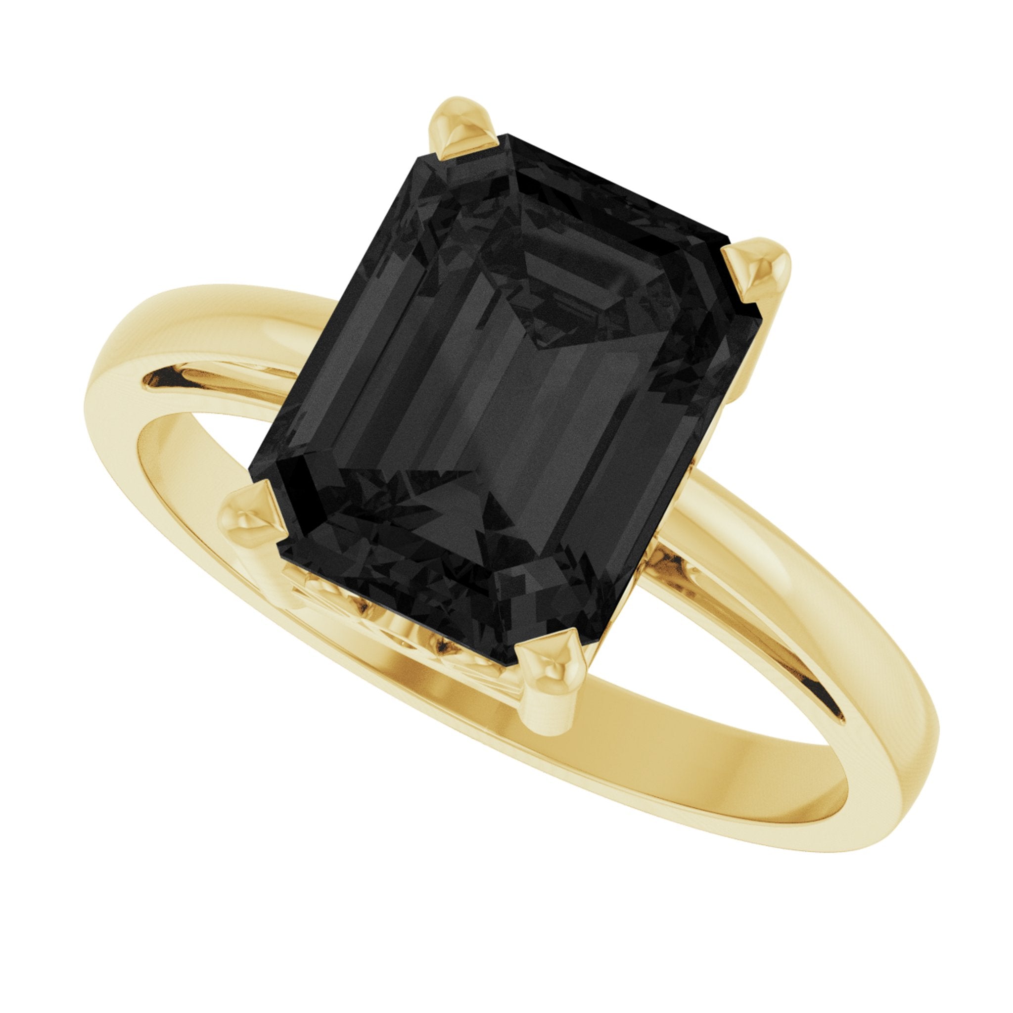 14K Yellow Gold Natural Black Onyx Scroll SettingÂ® Ring