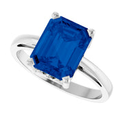 14K White Gold Lab-Grown Blue Sapphire Scroll SettingÂ® Ring