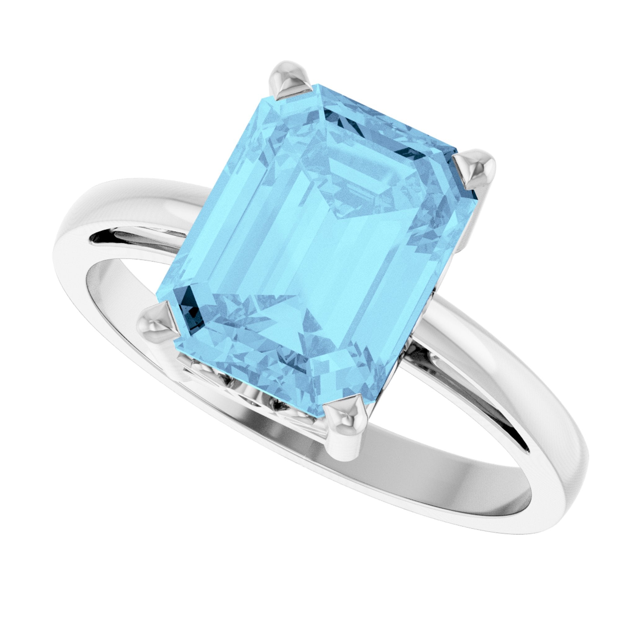 14K White Gold Natural Aquamarine Scroll SettingÂ® Ring