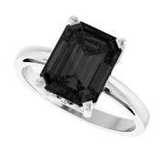 14K White Gold Natural Black Onyx Scroll SettingÂ® Ring