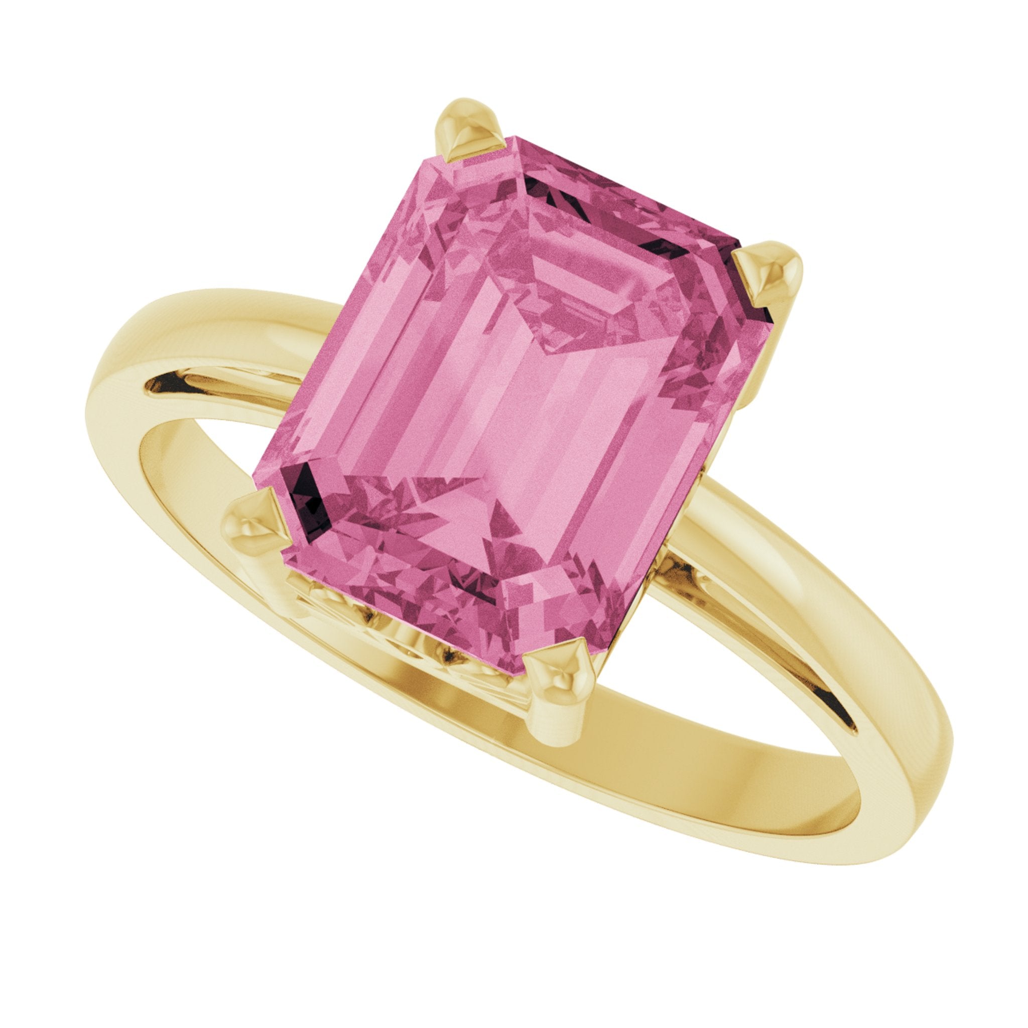 14K Yellow Gold Natural Pink Tourmaline Scroll SettingÂ® Ring