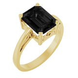 14K Yellow Gold Natural Black Onyx Scroll SettingÂ® Ring