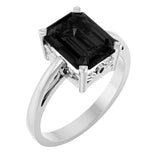 14K White Gold Natural Black Onyx Scroll SettingÂ® Ring