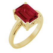 14K Yellow Gold Lab-Grown Ruby Scroll SettingÂ® Ring