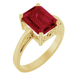 14K Yellow Gold Lab-Grown Ruby Scroll SettingÂ® Ring