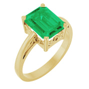 14K Yellow Gold Lab-Grown Emerald Scroll SettingÂ® Ring