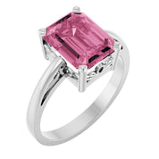 14K White Gold Natural Pink Tourmaline Scroll SettingÂ® Ring
