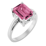 14K White Gold Natural Pink Tourmaline Scroll SettingÂ® Ring