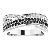 14K White Gold 1/2 CTW Black  White Natural Diamond Ring