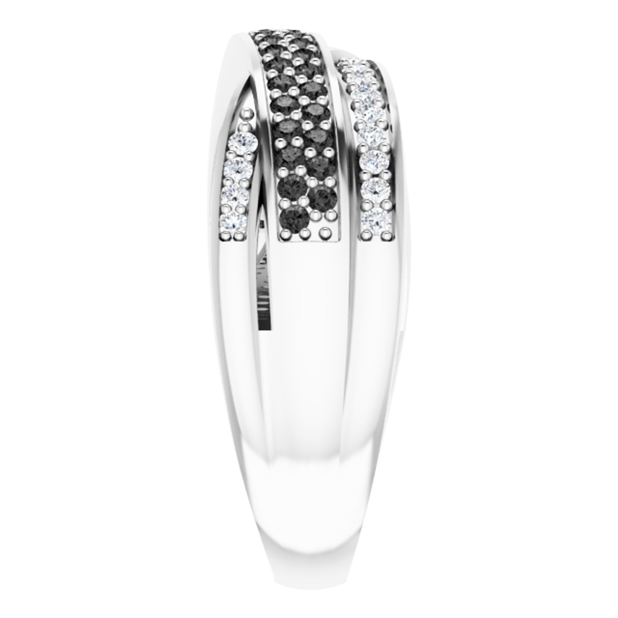 14K White Gold 1/2 CTW Black  White Natural Diamond Ring