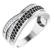 14K White Gold 1/2 CTW Black  White Natural Diamond Ring