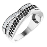 14K White Gold 1/2 CTW Black  White Natural Diamond Ring