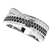 14K White Gold 1/2 CTW Black  White Natural Diamond Ring