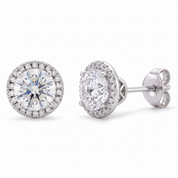 White Sapphire Halo Earrings
