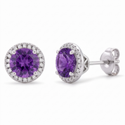 Amethyst Halo Earrings